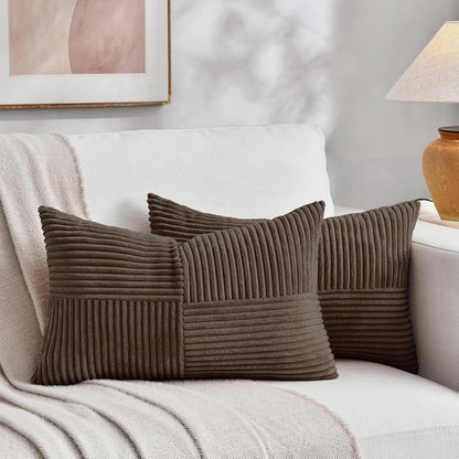 Fancy Homi 2 Packs Dark Brown Lumbar Decorative Throw Pillow Covers 12x20 Inch for Living Room