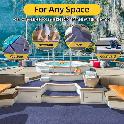 Marine Carpet,5 FT x 20 FT Deep Blue Indoor Outdoor Rug 0.2" Thick Boat Carpeting with Water-Proof