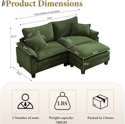 URRED Modular Sectional Sofa Comfy Cloud Couch, Modern Corduroy Sofa Sleeper Deep Seat Couches with
