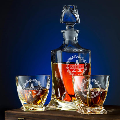 Frolk Personalized Whiskey Decanter and Stones Set - Customized Gift for Him - Men, Dad, Father