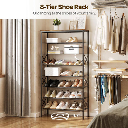 YATINEY 8 Tier Shoe Rack, Shoe Storage Organizer, Large Capacity Shoe Shelf Holds 32 Pairs of
