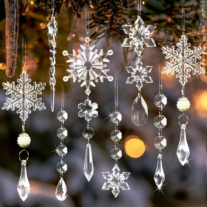 Christmas Tree Decoration Crystal Ornaments - 48pcs Acrylic Christmas Ornaments Snowflake Icicle