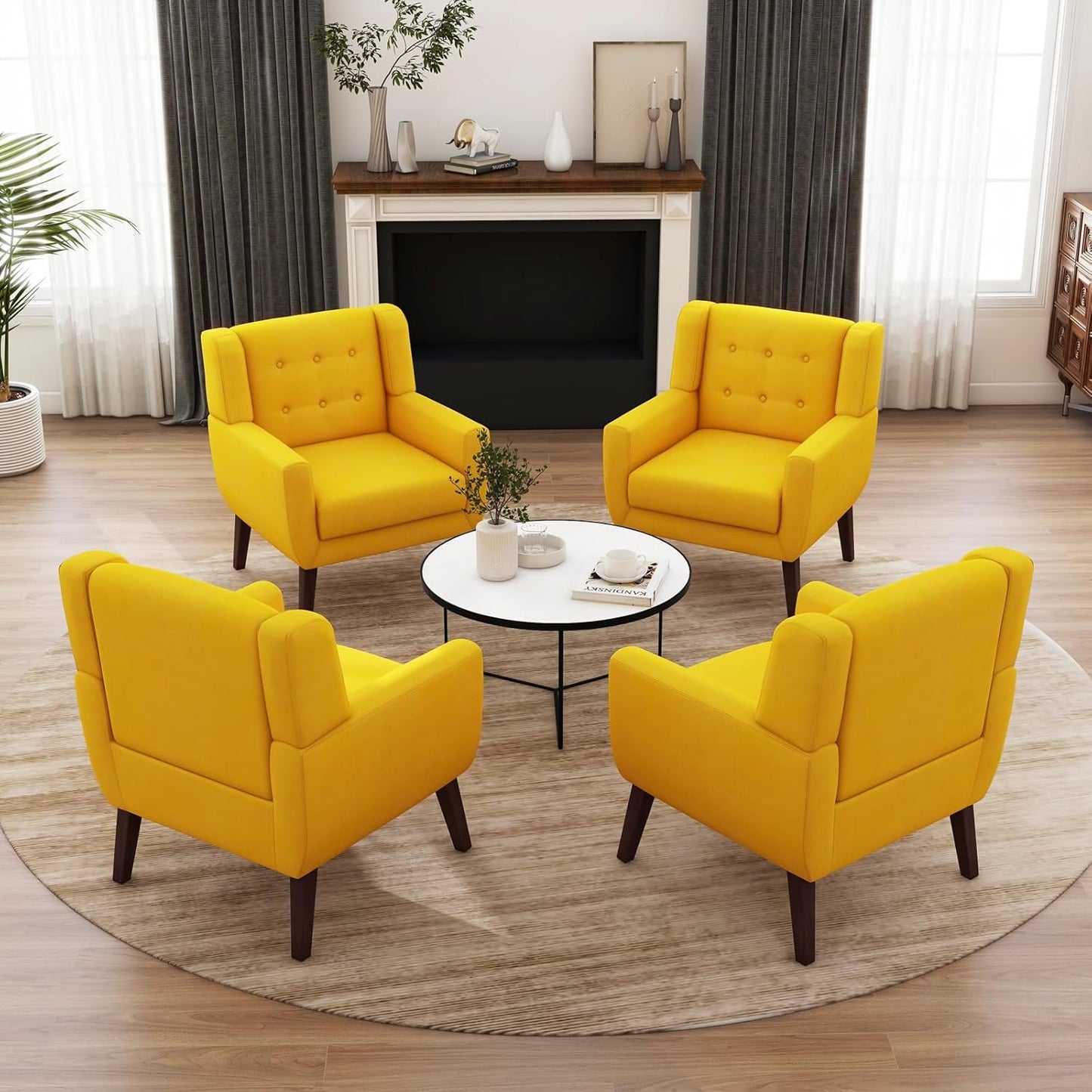 UIXE Accent Chair, Modern Upholstered Armchair in Fabric for Living Room, Comfy Club Arm Chairs