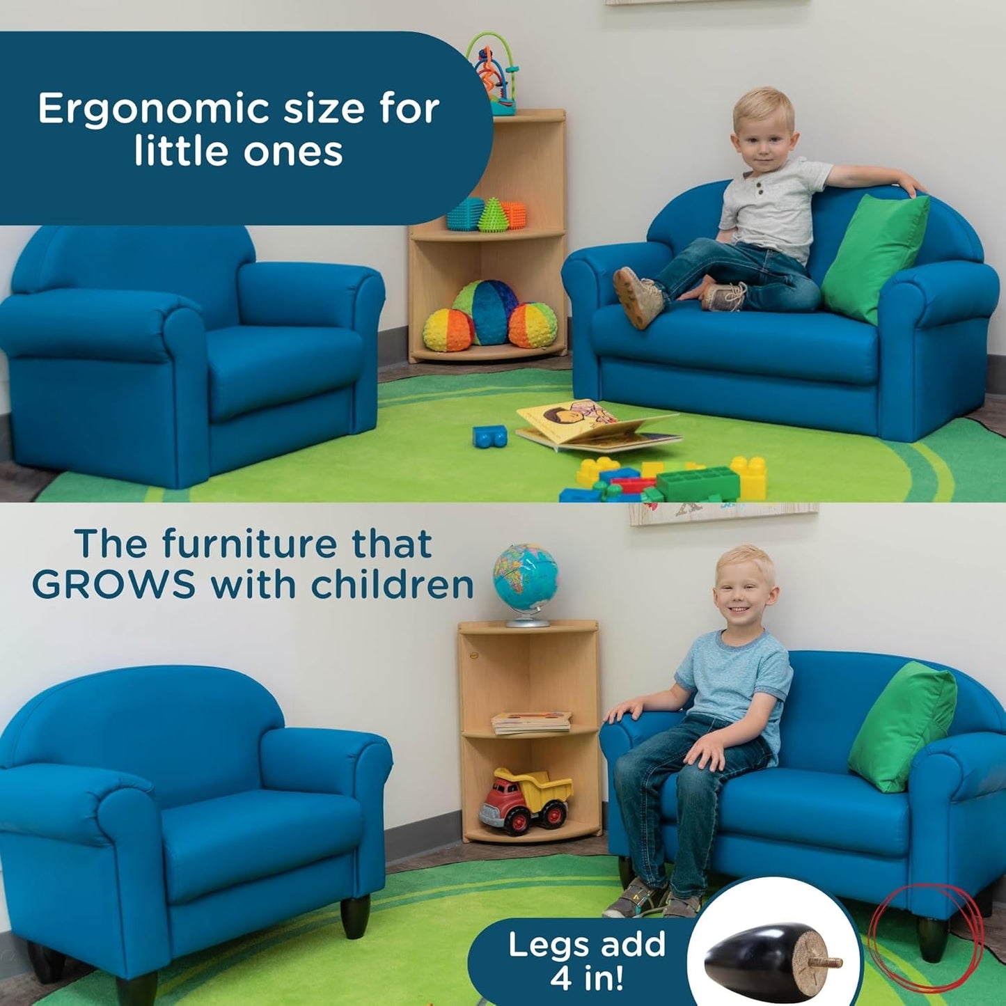 Children's Factory As We Grow Chair and Couch, Flexible Seating for Daycare or Preschool, Kids
