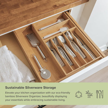 Premium Silverware, Flatware and Utensil Organizer for Kitchen Drawers, Food-Safe Contract Grade