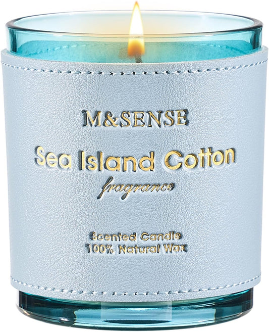M&SENSE Green Floral Musky Scented Candles,Vegan Soy Wax,10oz 42-Hour Long Lasting Burning