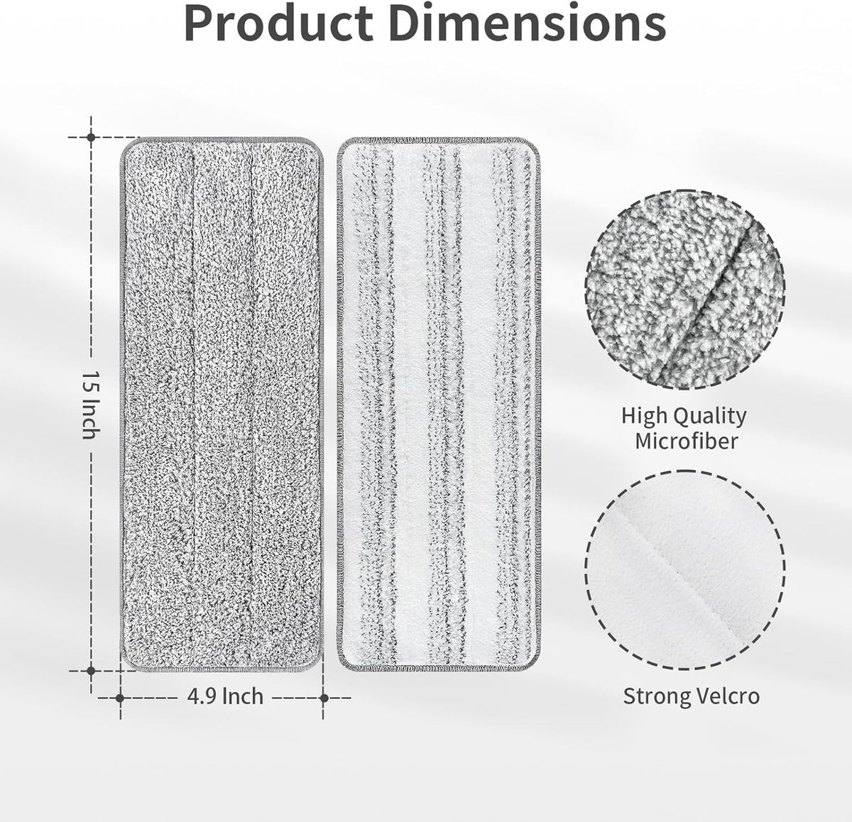 10Pcs Joymoop Mop Replacement Pads, 15 * 4.9'' Universal Mop Pads Mop Head Refills Washable Wet