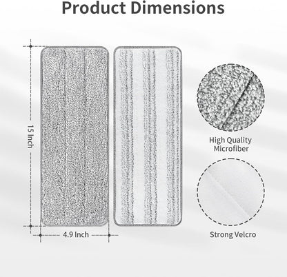 10Pcs Joymoop Mop Replacement Pads, 15 * 4.9'' Universal Mop Pads Mop Head Refills Washable Wet