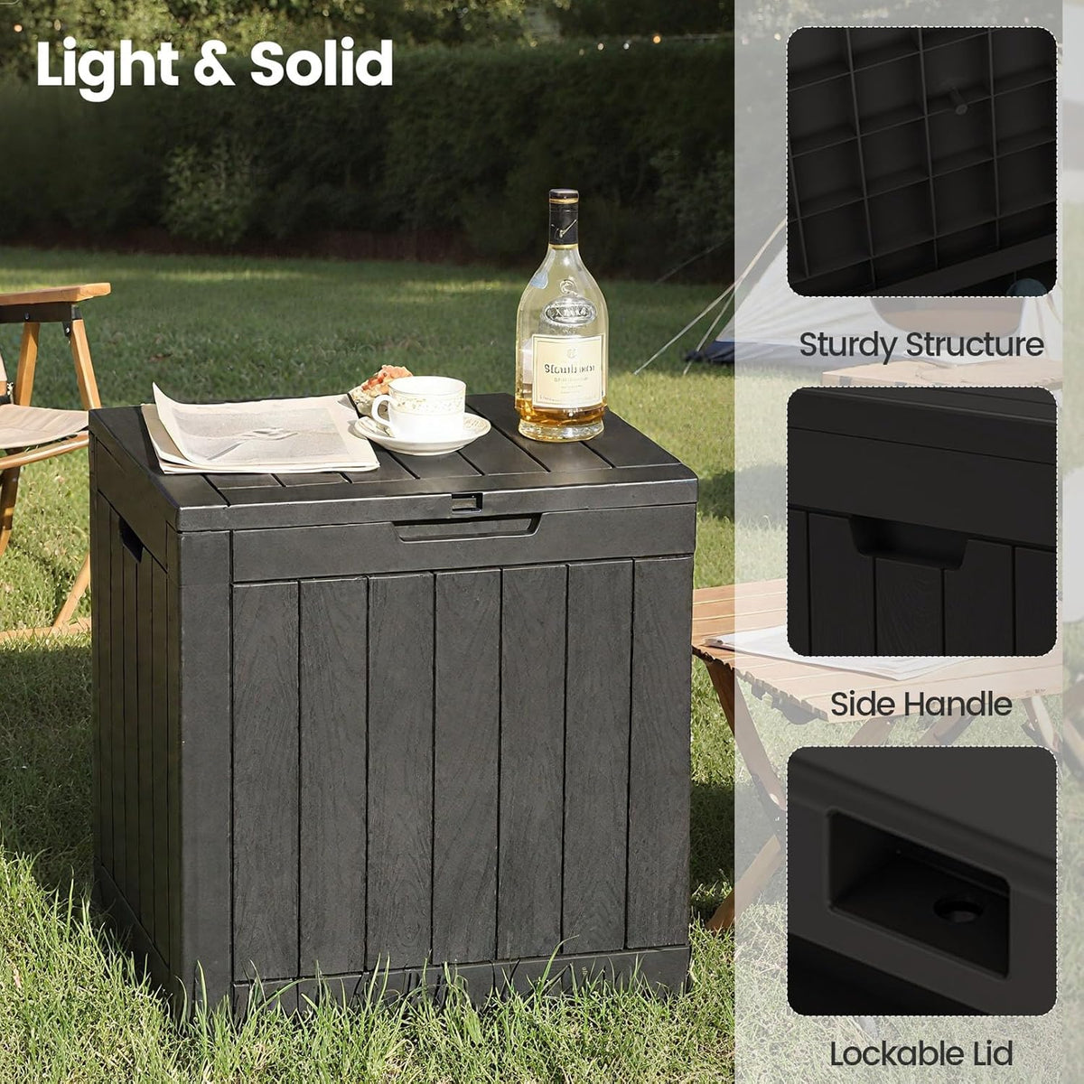 31 Gallon Outdoor Storage Box - Waterproof Resin Deck Box for Indoor & Outdoor Use, Lockable & UV