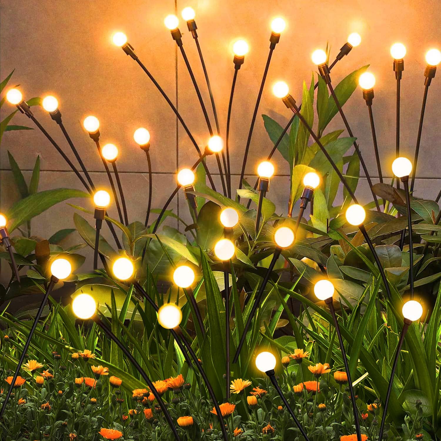 Solar Garden Lights Outdoor, 10 Pack 60 LED Solar Firefly Lights, Swaying Waterproof Garden Decor