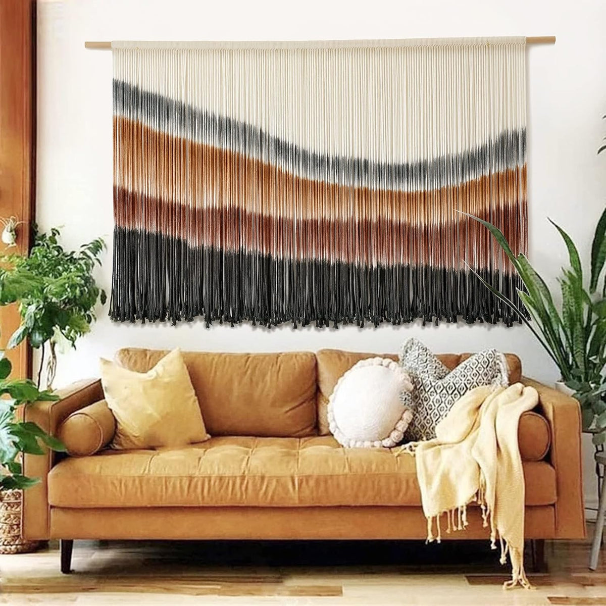 Flber Macrame Wall Hanging Macrame Wall Decor Large-Scale Tie-Dye Tapestry Living Home Room Wall