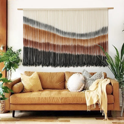 Flber Macrame Wall Hanging Macrame Wall Decor Large-Scale Tie-Dye Tapestry Living Home Room Wall