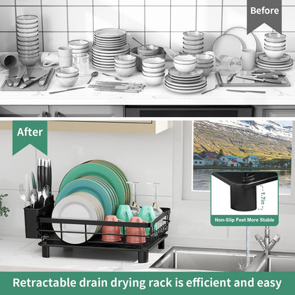 MOUKABAL Dish Drying Rack, Dish Rack, Stainless Steel Dish Racks for Kitchen Counter, Dish Drainer