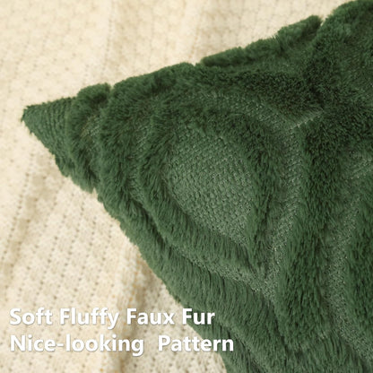 decorUhome Throw Pillow Covers 24x24 Inch Set of 2, Soft Plush Decorative Faux Fur Forest Elf Solid