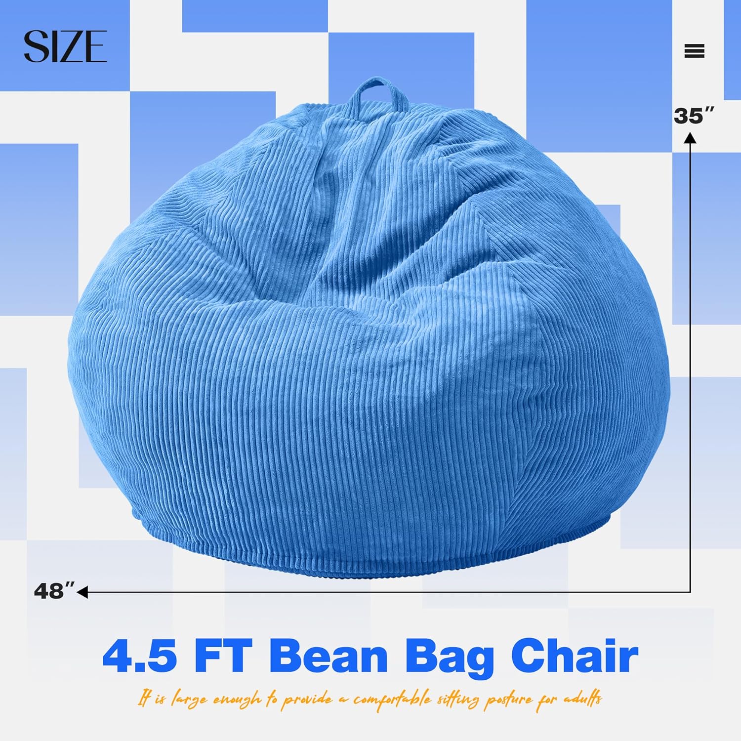 Hobestluk 4.5FT Bean Bag Chair Giant Bean Bag Chair with Filler Included Adult Bean Bag Chairs with