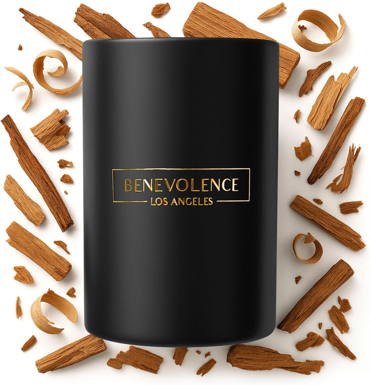 Benevolence LA Santal Scented Candle | Soy Candles, Black Candle for Home | Gifts for Women and Men