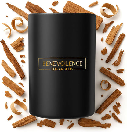 Benevolence LA Santal Scented Candle | Soy Candles, Black Candle for Home | Gifts for Women and Men