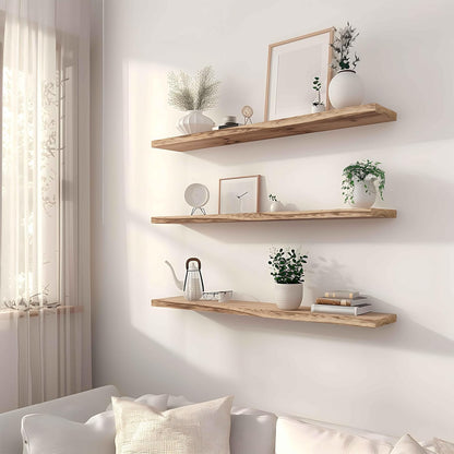Wood Floating Shelves for Wall, Rustic Wall Shelves for Bedroom, Wall Mounted Floating Shelf, Set