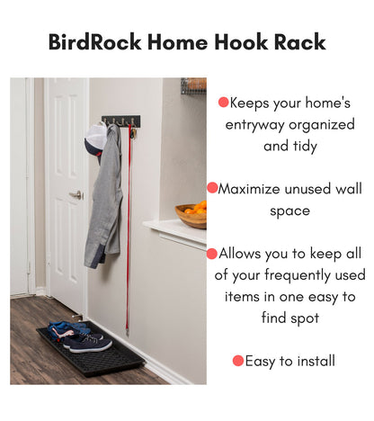 BIRDROCK HOME Dual Hook Coat Rack | 4 Dual Hooks | Wall Mounted Hat Key Rack Rail | Satin Nickel