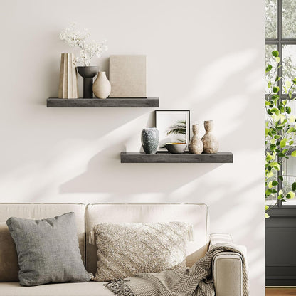 HOOBRO Floating Shelves for Wall, Wall Mounted Shelf Set of 2, 23.6" Hanging Shelf with Invisible