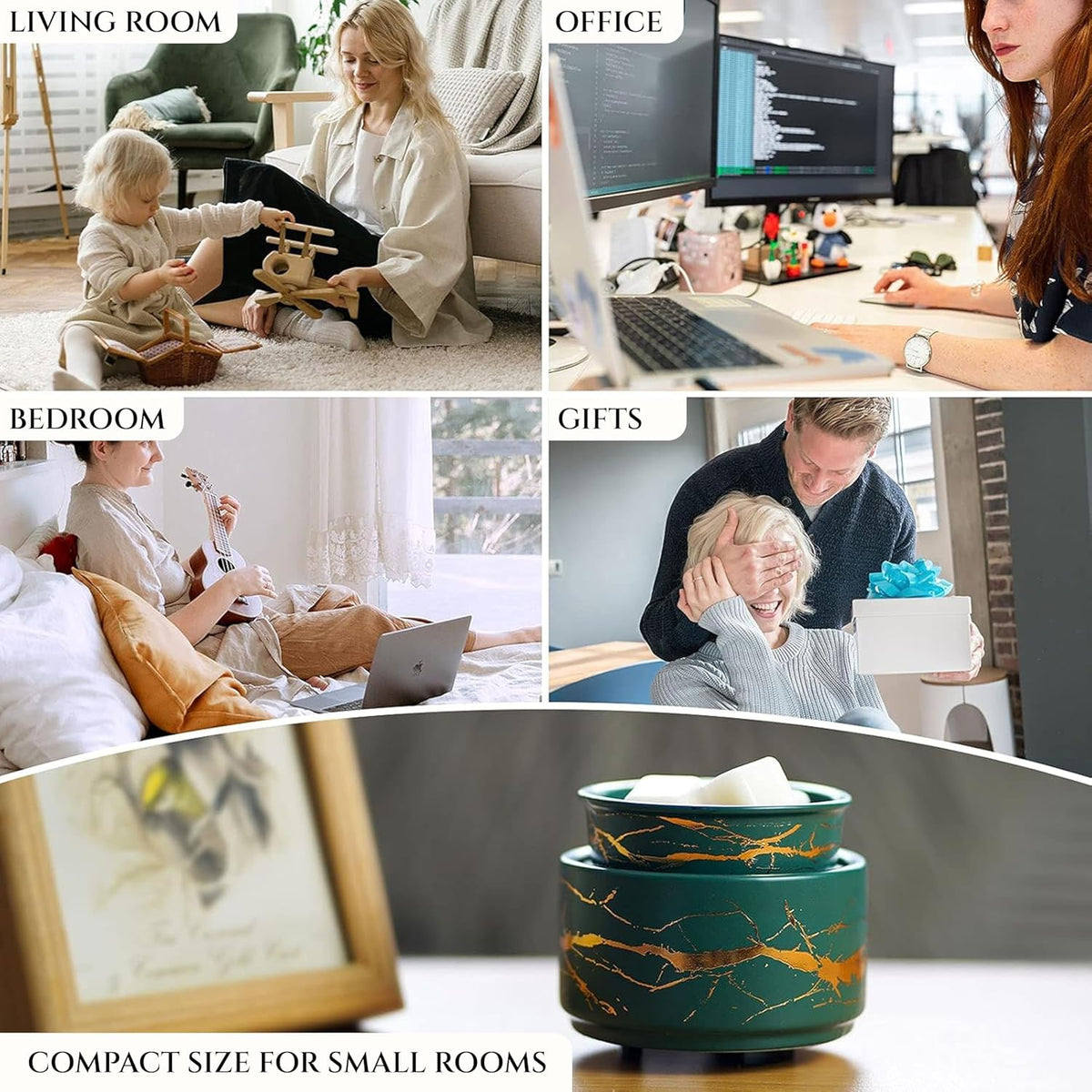 PALANCHY Wax Melt Warmer Ceramic 2-in-1 Oil Burner Electric Candle Wax Warmer Burner Melter