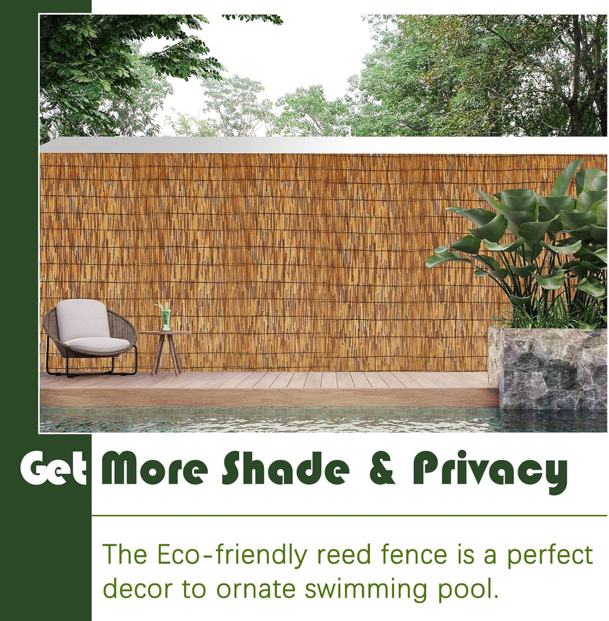 Barydat 3 Pcs 4 x 16.4 ft Bamboo Privacy Screen, Reed Fence Roller Patio Decorative Fences Reed