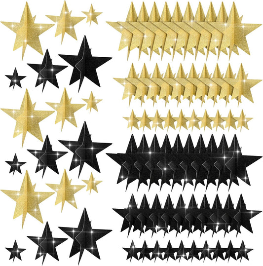 45 Pcs 3D Star Centerpieces Movie Night Decorations for Table in 3 Sizes Hanging Supplies for Red
