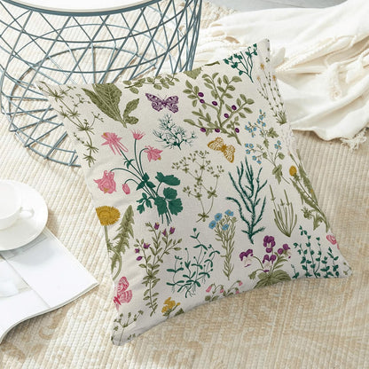 CXMEIFLY Spring Pillow Covers 20 x 20 Inch Set of 2 Vintage Sage Green Teal Wild Flowers Decor