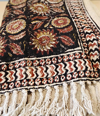 Bohemian Mud Cloth Handmade Throw with Tassels - 120x180 CM Handblock Printed Floral Cotton