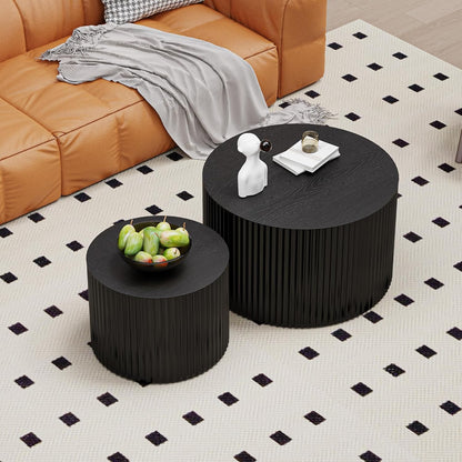 WXFKLDJ Round Nesting Coffee Table Set Cylindrical Wooden Coffee Table Sofa Center Table Circle