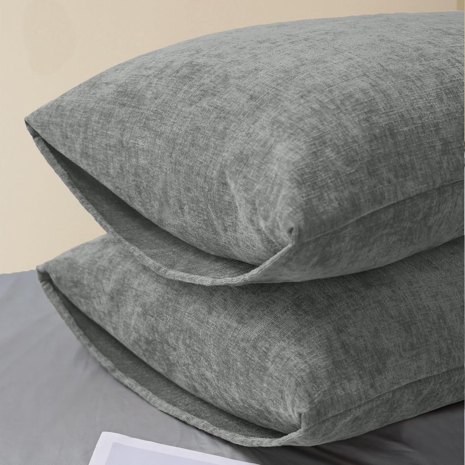CaliTime Throw Pillow Covers Decorative 20 X 26 Inches Pack of 2 Cozy Chenille Standard Pillow
