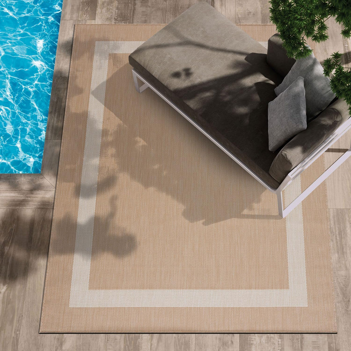 CAMILSON Outdoor Rug 8x10, Modern Outside Rugs for Patios Porches Waterproof Durable Washable