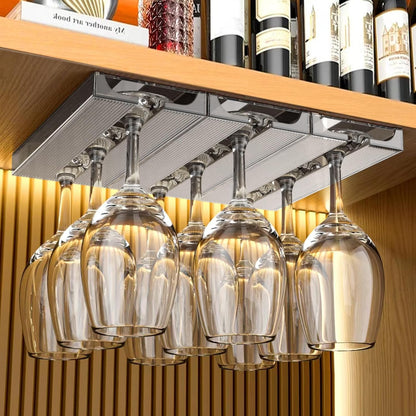 4 Pcs Wine Glass Holder Under Cabinet,Plastic Stemware Rack Punch-free Hanger Under Counter for