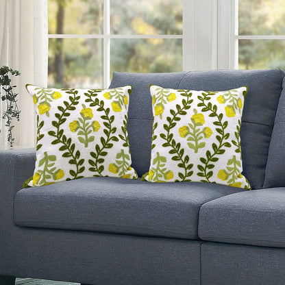 Alysheer Floral Embroidered Summer Decorative Throw Pillow Cover 18"x 18" Set of 2, Farmhouse