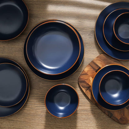 Stone Lain Brasa Modern Stoneware 32 Piece Dinnerware Sets, Plates and bowls Sets, Dish Set for 8