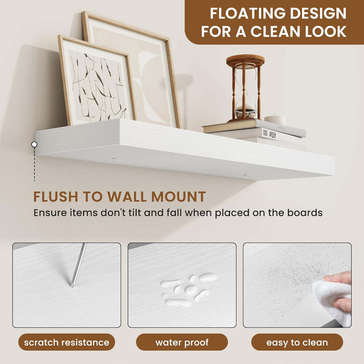 fuqing Floating Shelves for Wall, Bathroom Shelf Wall Mounted for Storage, Shelves with Invisible