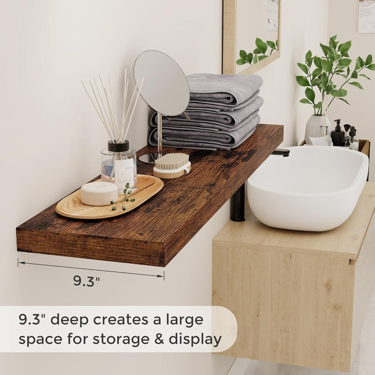 40 Inch Floating Shelvese, 40" W x 9" D Floating Shelf Set of 2, Farmhouse Wood Wall Shelves for