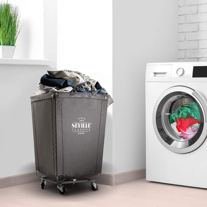 Heavy-Duty Canvas Laundry Hamper w/ Wheels, 18.1"W x 18.1"D, Gray