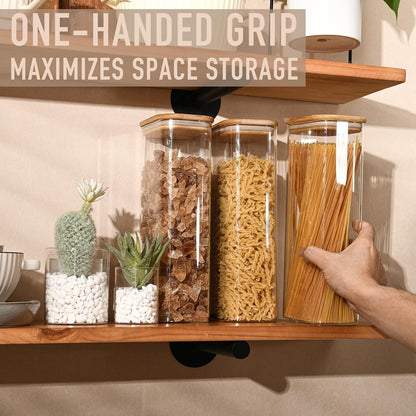 71oz Rectangle Airtight Glass Storage Containers with Bamboo Lids (Set of 3), Square Food Storage
