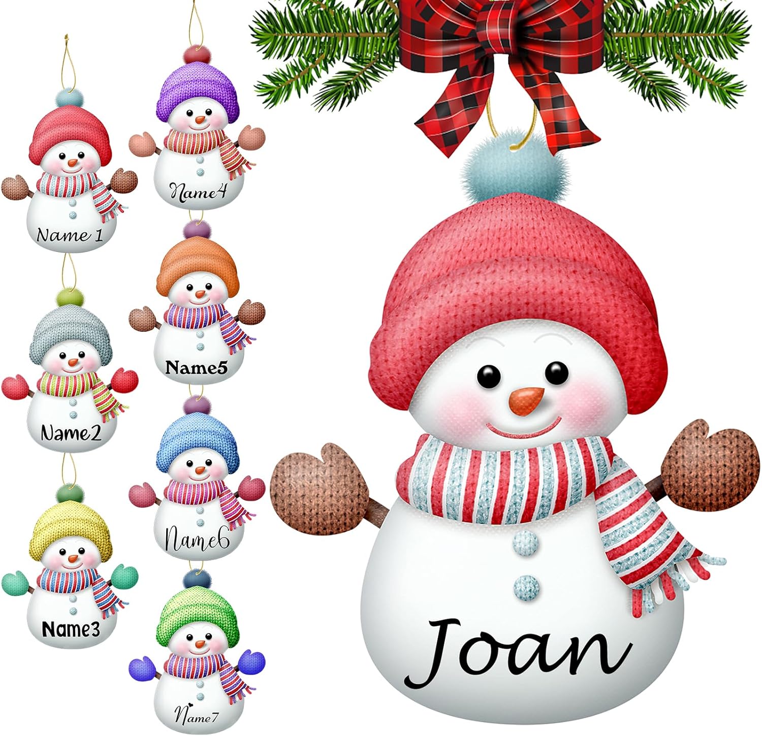 Personalized Christmas Ornaments with Names Snowman Custom Family Ornament Customized Xmas Tree