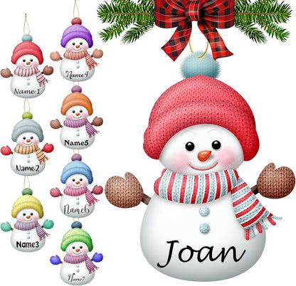 Personalized Christmas Ornaments with Names Snowman Custom Family Ornament Customized Xmas Tree
