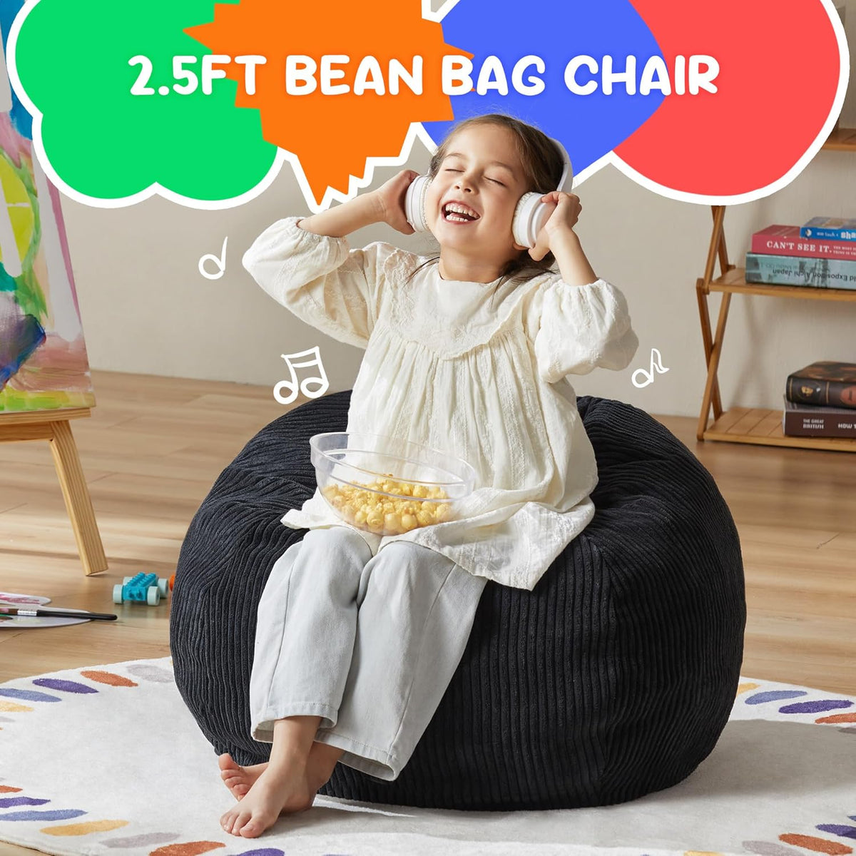 Hobestluk 2.5FT Bean Bag Chair Beanbags Small Bean Bag Chair with Filler Included Teardrop Bean Bag