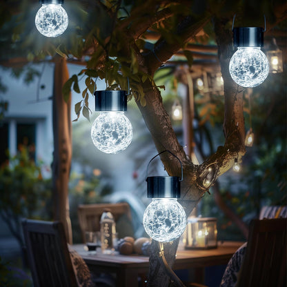 GIGALUMI 16 Pack Solar Outdoor Lights - Hanging Lights for Christmas Decoration - Cracked Glass