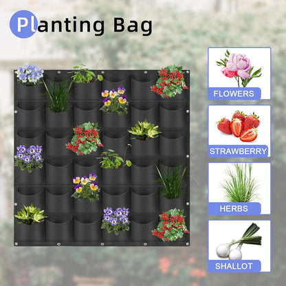 36 Pockets Hanging Planter Bags, Hanging Vertical Wall Mounted Plant Planting Grow Bags, Herb
