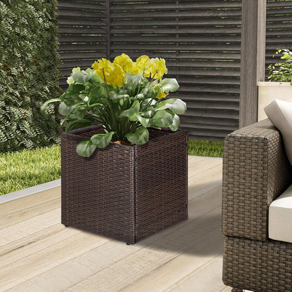 SUNNYPARK Set of 2 Large Square Planter with Removable Liner, All-Weather PE Rattan Modern Planters