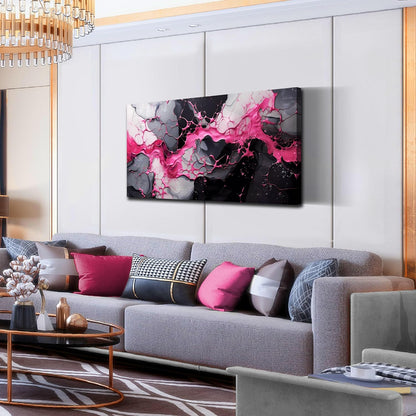 GUGIKA Abstract Wall Art for Living Room, Pink Canvas Wall-Art for Girls Bedroom, Print Paintings