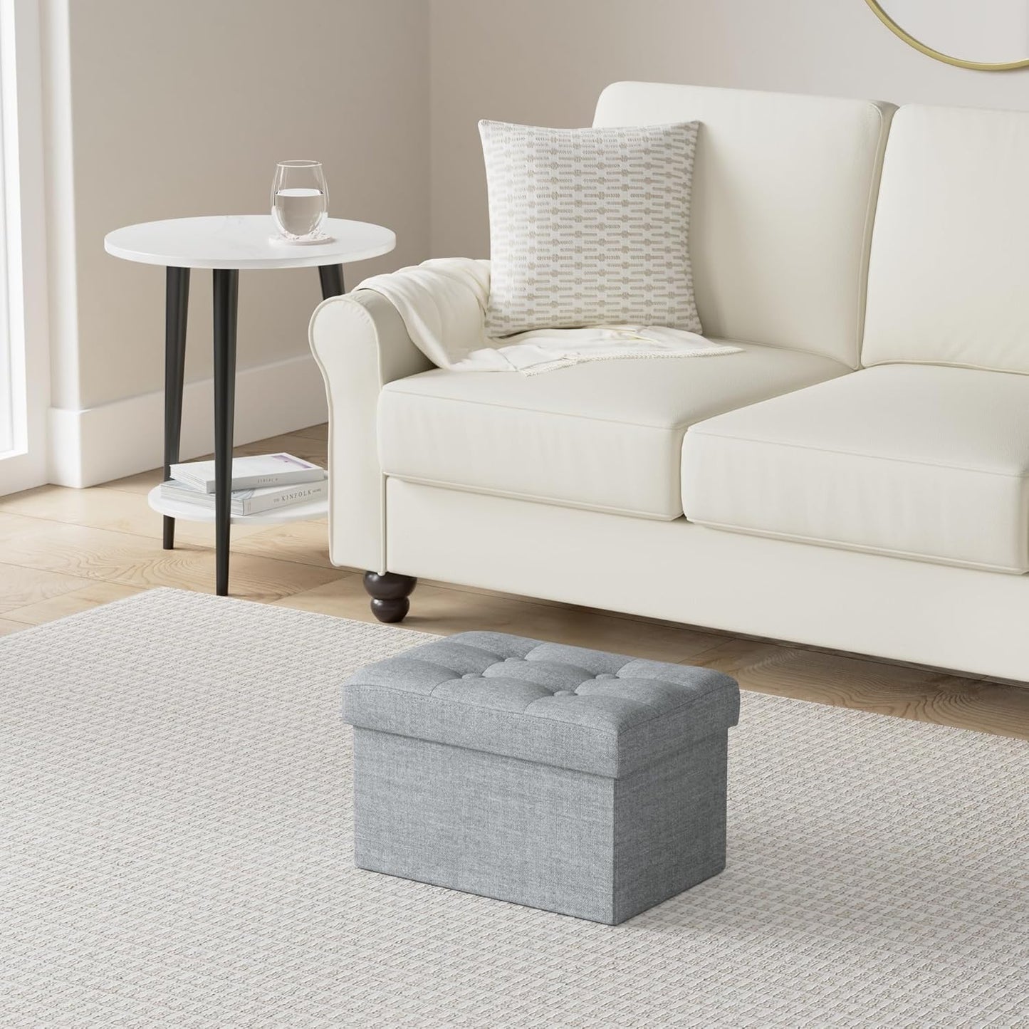 LINMAGCO Ottoman Storage Ottoman with Storage Small Foot Rest Stool Under Desk Stool Short Folding