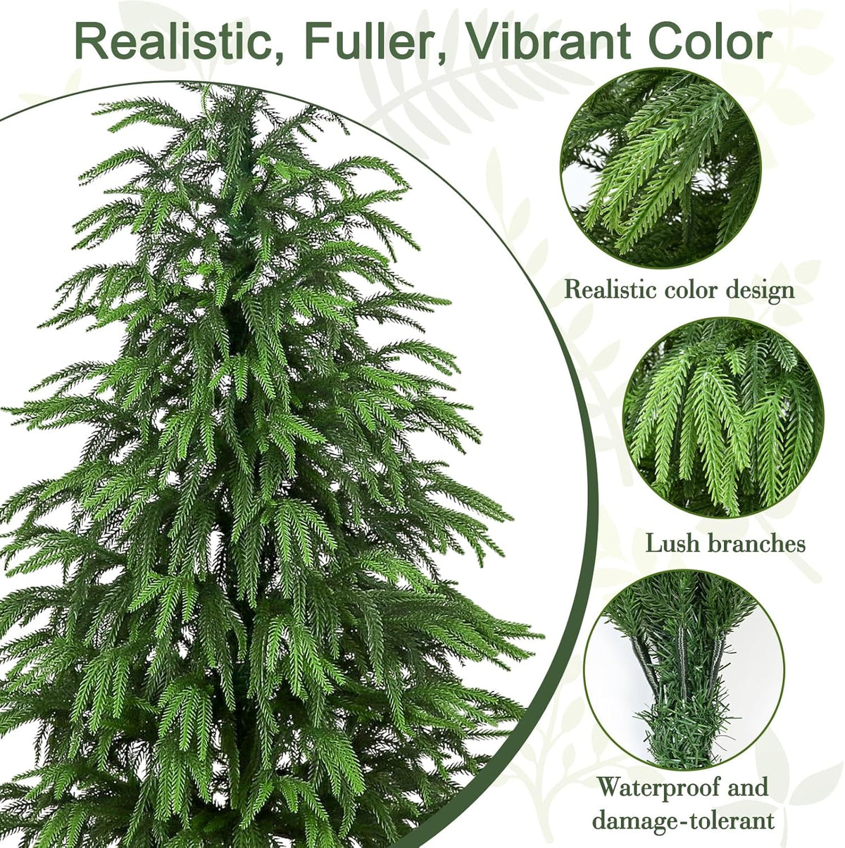 Artificial Norfolk Pine Tree, 4 ft Realistic Christmas Tree, Fake Potted Plants for Front Porch