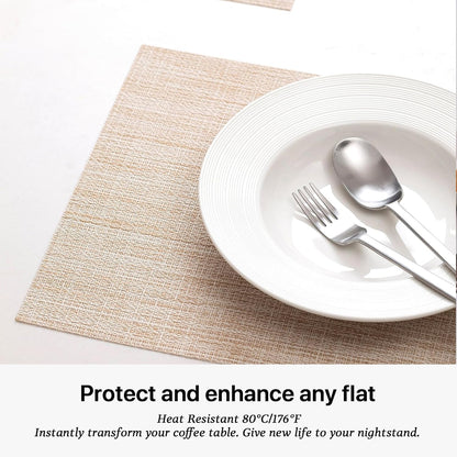 LEXMORE Placemats Set of 8 Vinyl/Plastic Woven Place Mats for Kitchen Table Indoor/Outdoor Washable