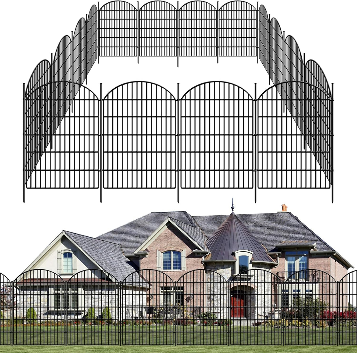 18 Panels Decorative Garden Fence, 33in (H) x 40.16 (L) No Dig Dog Fences Outdoor for Yard